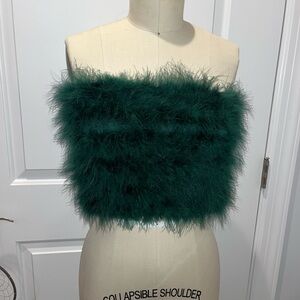 Green Feather Tube Top